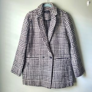 Talbots Houndstooth Plaid Wool Over Coat Black White Size: 10
